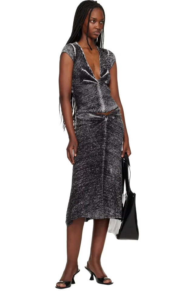 Diesel Gray M-Livette Midi Skirt, photo 4 of 4 from SSENSE