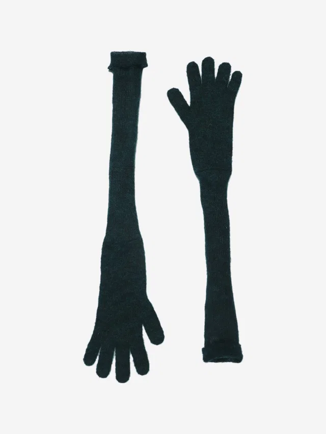 Marni Dark green mohair long gloves in Green Nylon from Sign of the Times
