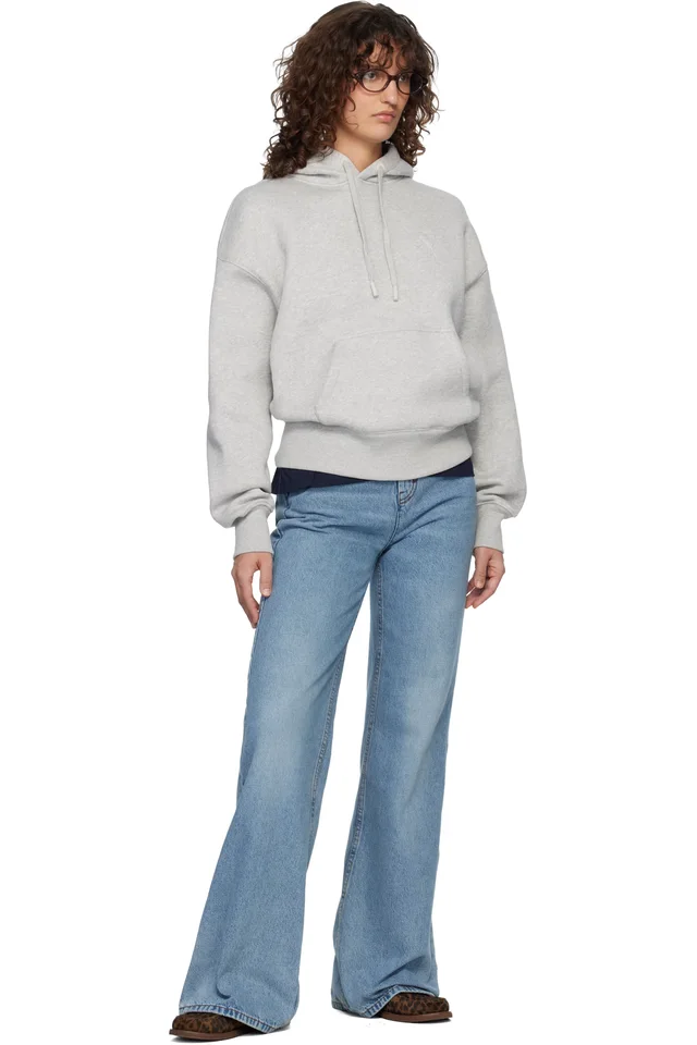 AMI Paris Gray Cotton Embossed Ami de Coeur Hoodie, photo 4 of 4 from SSENSE