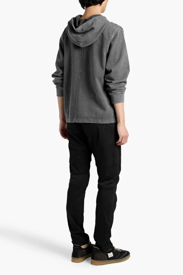 Rag & Bone Stride Faded French Terry Cotton-Blend Hoodie in Charcoal, photo 3 of 4 from THE OUTNET