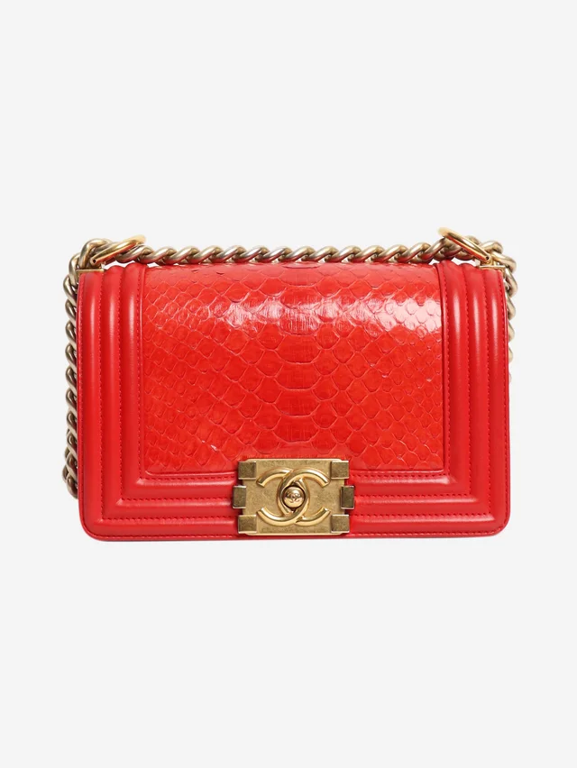 Chanel Red 2014 python boy bag in Red Python from Sign of the Times