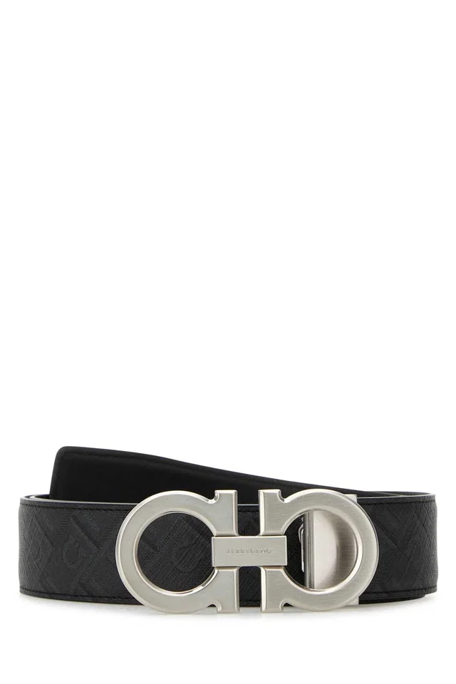 Ferragamo Double Adjus Belt — Black Leather in Black Leather from HEWI