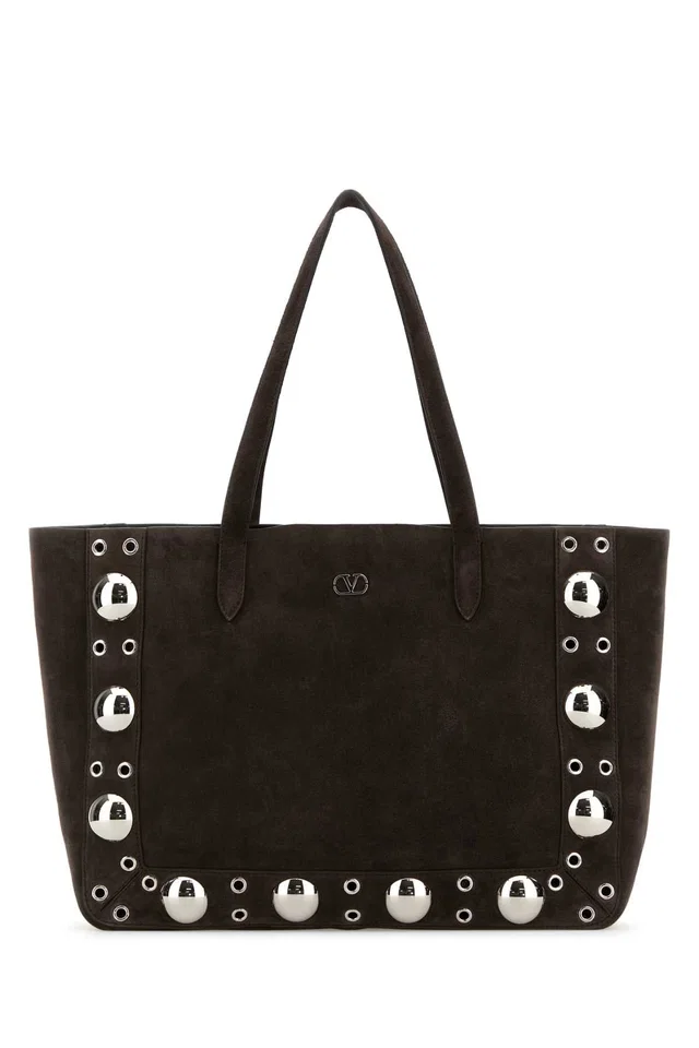 Valentino Garavani Nellcote Tote Bag — Brown Cowhide - Bos Taurus in Brown Suede from HEWI
