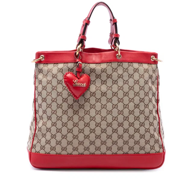 Red Gucci Medium GG Canvas Valentine Top Handle Bag Satchel in Red Canvas from Designer Revival