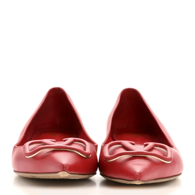 Valentino Garavani Nappa Vlogo Flats 38.5 Rouge Pur in Red Nappa leather from FASHIONPHILE, photo 3 of 11