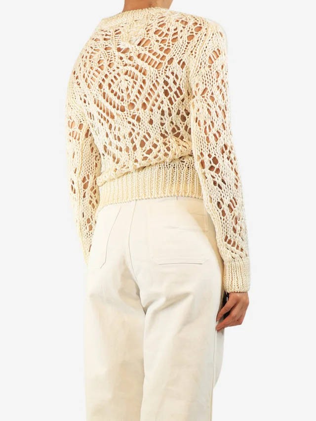 Tom Ford Cream silk crochet-knit jumper - size S in White Silk from Sign of the Times, photo 2 of 2