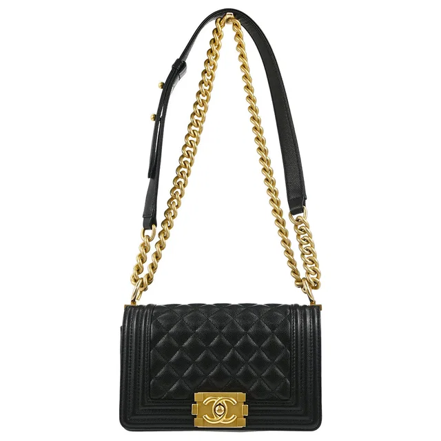 Boy Chanel 2019 Black Caviar Skin Small Chain Shoulder Bag in Black Caviar leather from AMORE Vintage Tokyo