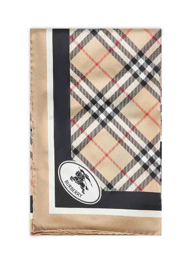 Burberry Multicolour Check Silk Twill Scarf — Beige Scarfs in Beige Silk from HEWI