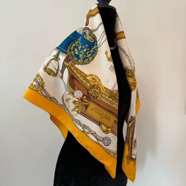 Hermès Herms Nautical Themed Silk Scarf in blue|gold Silk from Poshmark, photo 6 of 15