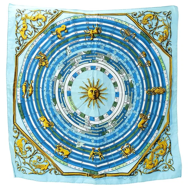 Hermès Scarf Carre 90 Dies Et Hore Astrology Silk Blue Large Constellation in Blue Silk from The Reluxe