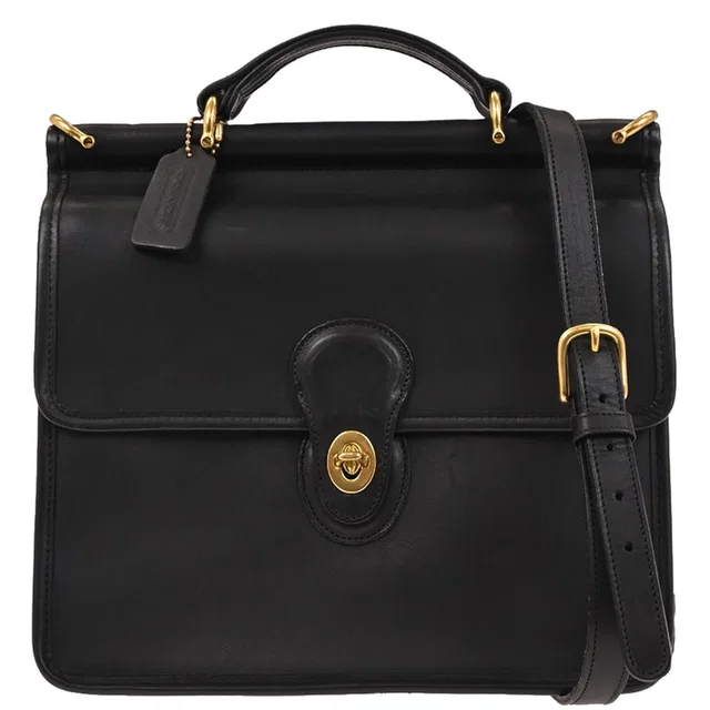 Coach Black Leather 2way Shoulder Handbag in Black Leather from AMORE Vintage Tokyo