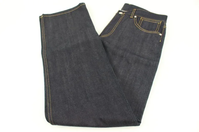 Men's US 30 LV Logo Fleur Dark Denim Jeans in Denim from Bagriculture
