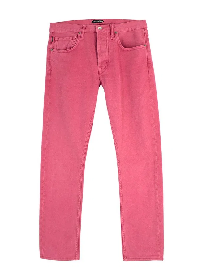 Tom Ford Pink Denim Slim Fit Jeans in Pink Denim from HEWI