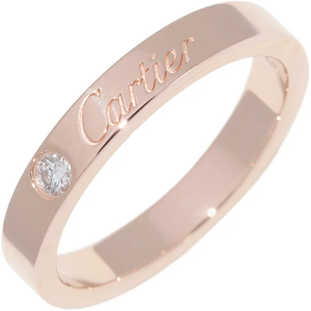 C de Cartier Engraved Au750 Pink Gold Diamond Ring Size 49 in Pink from LuxUness