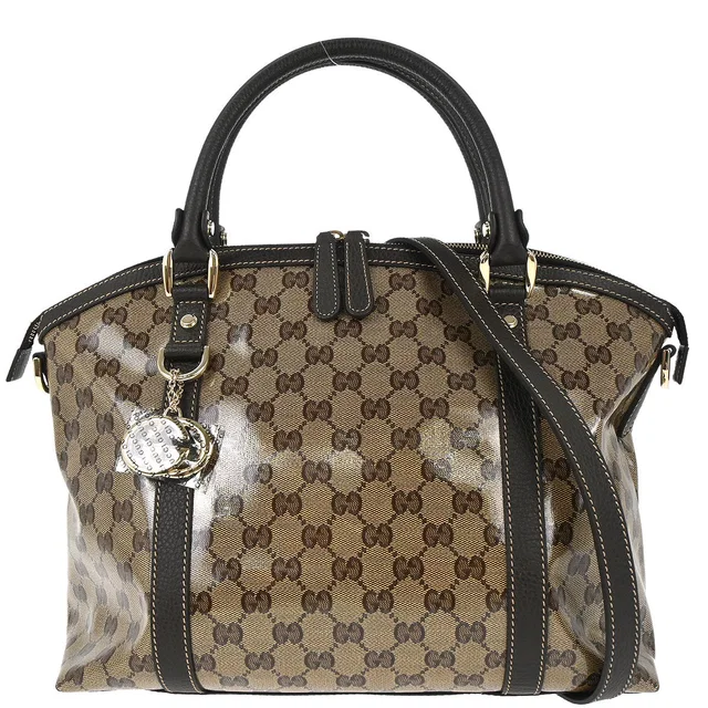 Gucci Brown PVC GG Charm Dome Satchel 2way Shoulder Handbag in Brown Coated canvas from AMORE Vintage Tokyo