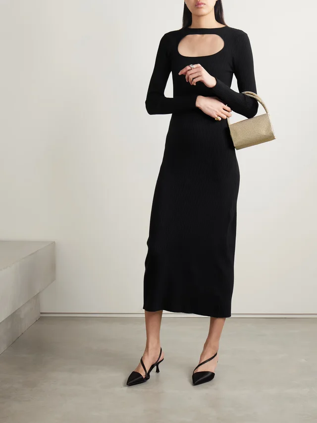 SKIN Priyanka cutout ribbed cotton-blend maxi dress in Black, photo 2 of 2 from NET-A-PORTER (Canada)