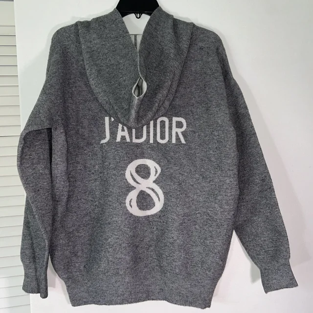 Dior J'adior 8 Grey Hooded Oversized Knit Sweater It 50-52 in gray from Poshmark