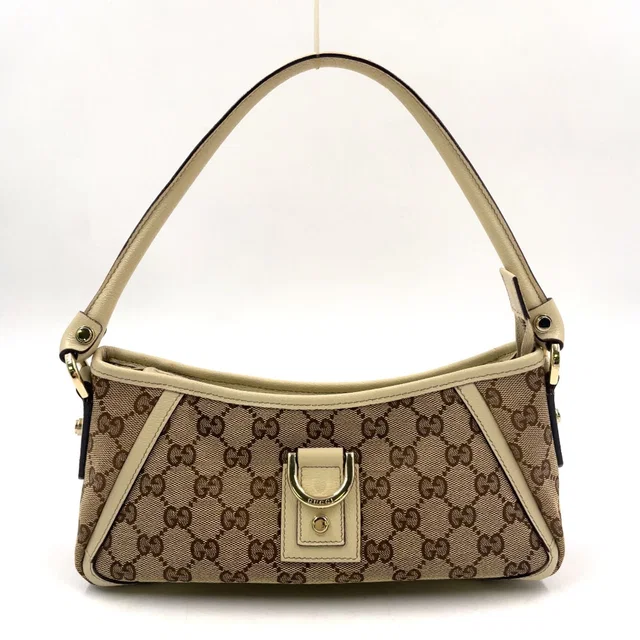 Gucci Abbey Leather Canvas Off White Beige Bag Gold in White Canvas from The Reluxe
