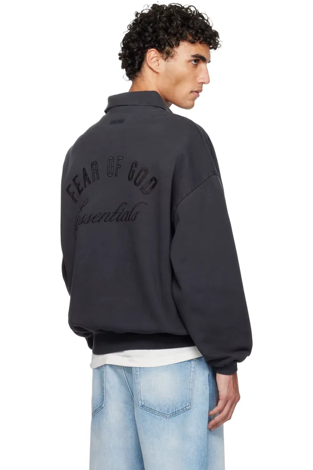 Fear of God ESSENTIALS Black Holiday Embroidered Classic Polo, photo 3 of 4 from SSENSE