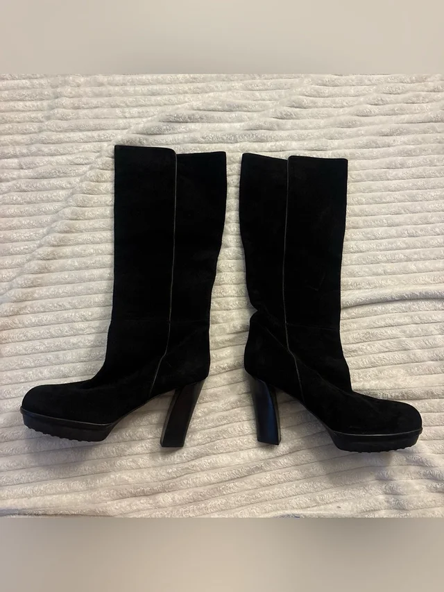 Tod's Suede Over-The-Knee Platform Heel Boots in black Suede from Poshmark