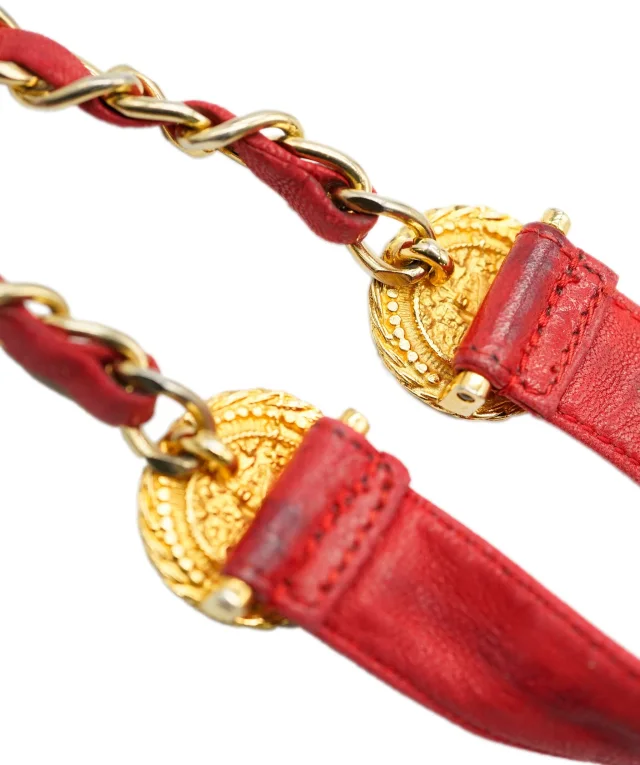 Chanel Red Leather Gold Belt in Red Leather from Luxury Promise, photo 4 of 7
