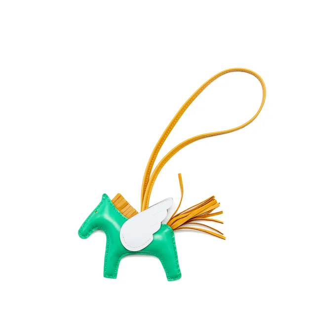 Hermès Rodeo Pegase PM Bag Charm Menthe/ Sesame/ Blue Brume Stamp Z in Blue Leather from EMIER