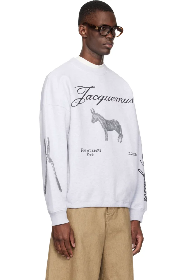 JACQUEMUS Gray 'The Âne' Sweatshirt, photo 2 of 4 from SSENSE