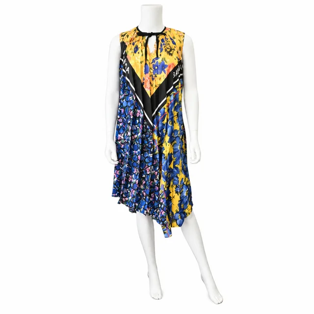 Balenciaga Multicolor Floral Print Pleated Dress in Multicolor from Clotheshorse Anonymous