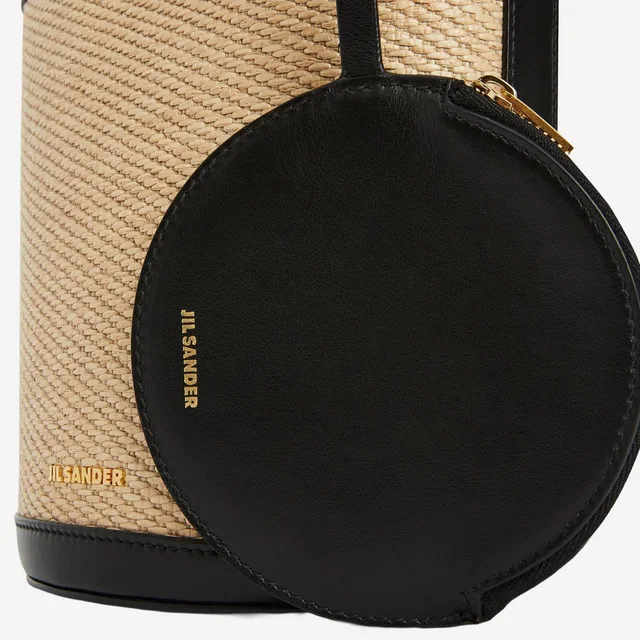Jil Sander Woven Raffia And Leather Bucket Bag — Beige Polyamide in Beige Woven leather from HEWI