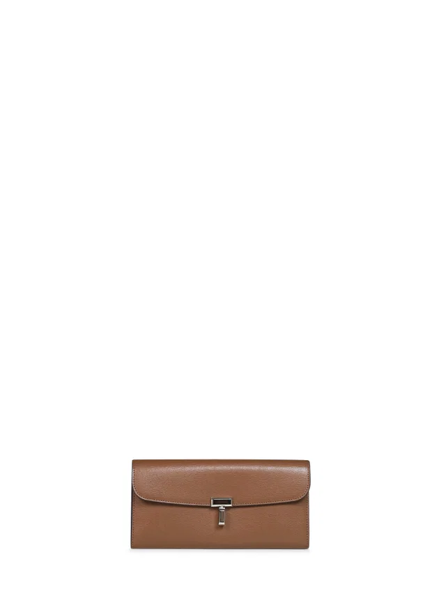 TOTEME T-Lock Palmellato Leather Wallet — Brown Calf & Purses in Brown Leather from HEWI