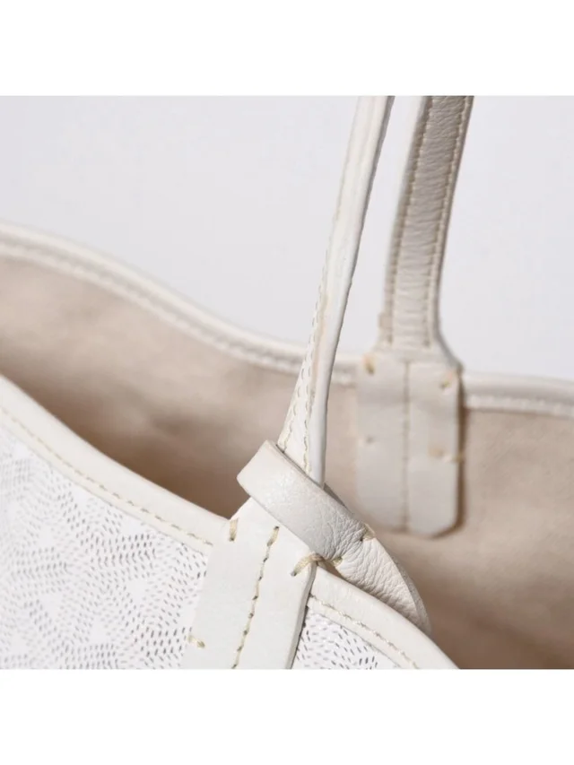 Goyard Saint Louis Pm Tote Bag White Leather in white|black Leather from Poshmark, photo 5 of 16