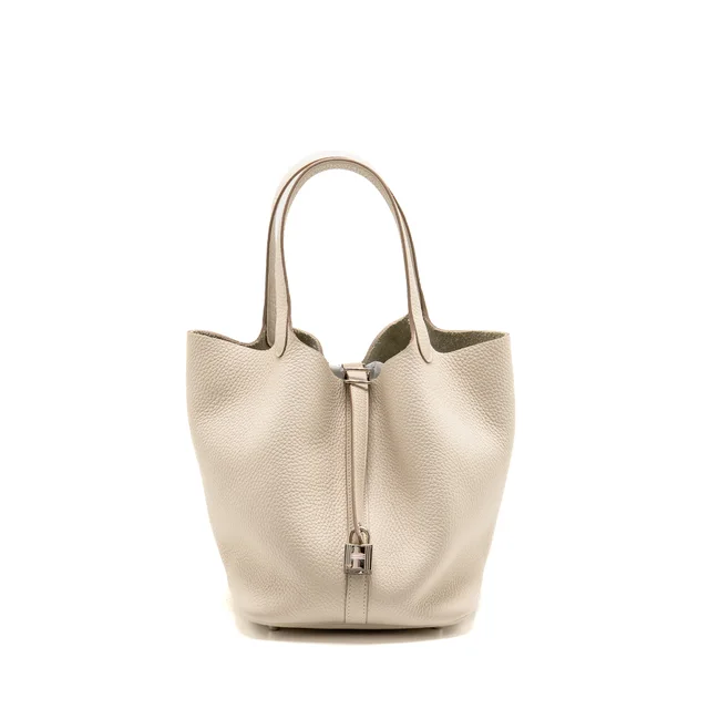 Hermès Picotin 22 clemence craie SHW stamp Z in White Clemence leather from EMIER