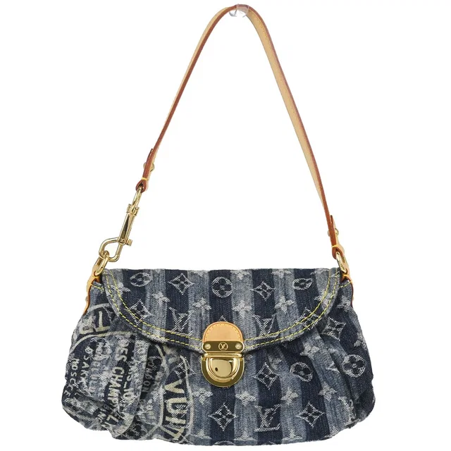 Louis Vuitton Blue Monogram Denim Mini Pleaty Raye Handbag M95333 in Blue Denim from AMORE Vintage Tokyo