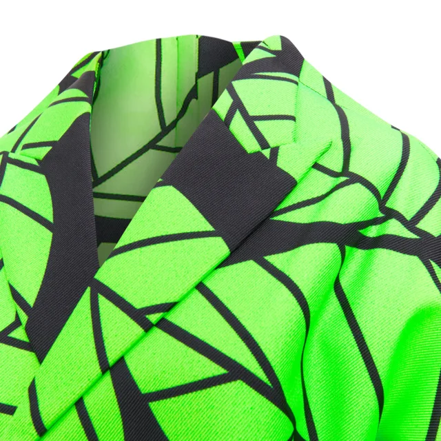 Comme des Garcons leaf print 2D oversized structured canvas coat in green, photo 2 of 6 from ShopSimon