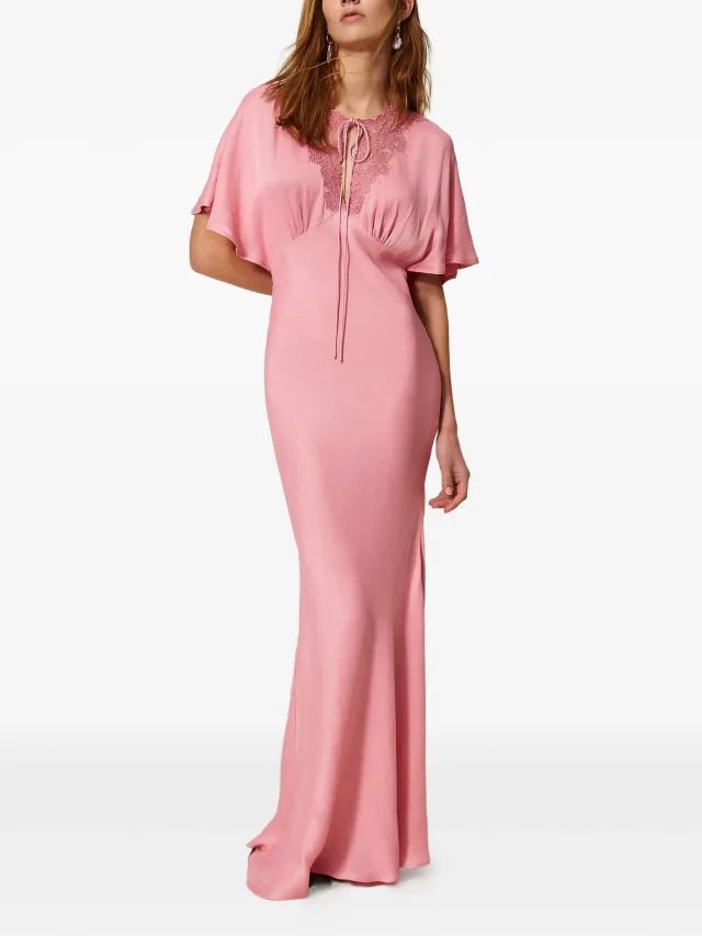 TWINSET long envers satin dress with embroidery, photo 2 of 2 from FARFETCH