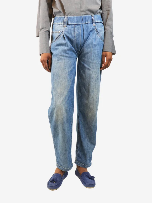 Brunello Cucinelli Blue elasticated jeans - size UK 8 in Blue from Sign of the Times