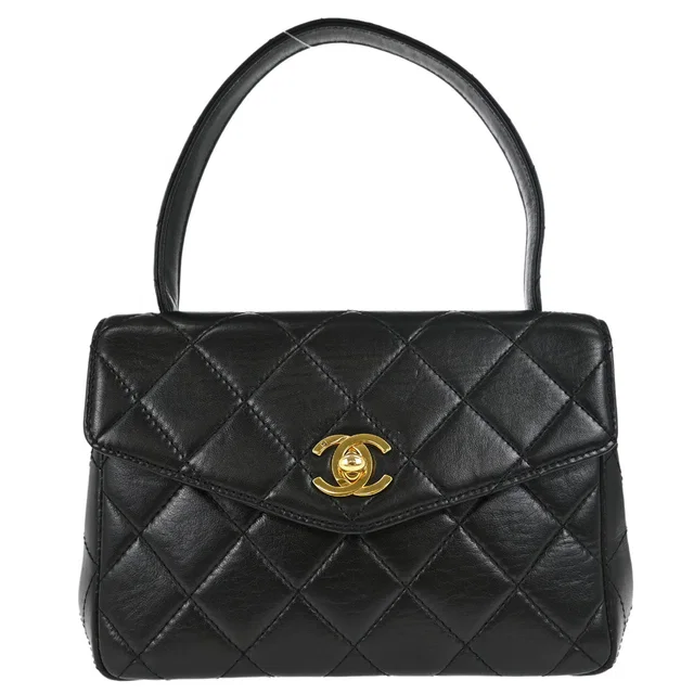 Chanel 1996-1997 Black Lambskin Top Handle Handbag in Black Lambskin from AMORE Vintage Tokyo