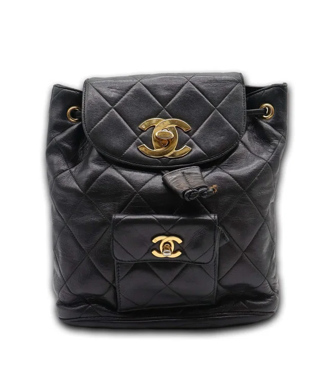 Chanel Black Lambskin Duma Backback GHW in Black Lambskin from Luxury Promise