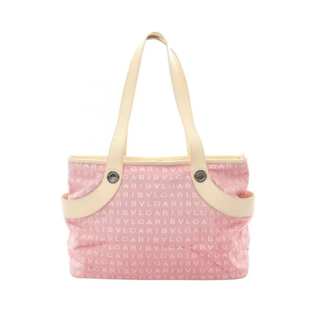 Bvlgari Tote Logomania Pink Ivory Canvas Leather in pink Canvas from Poshmark