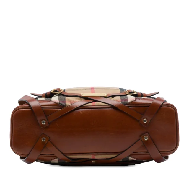 Beige Burberry House Check Canvas Gosford Bridle Satchel in Beige Canvas from Designer Revival, photo 3 of 6