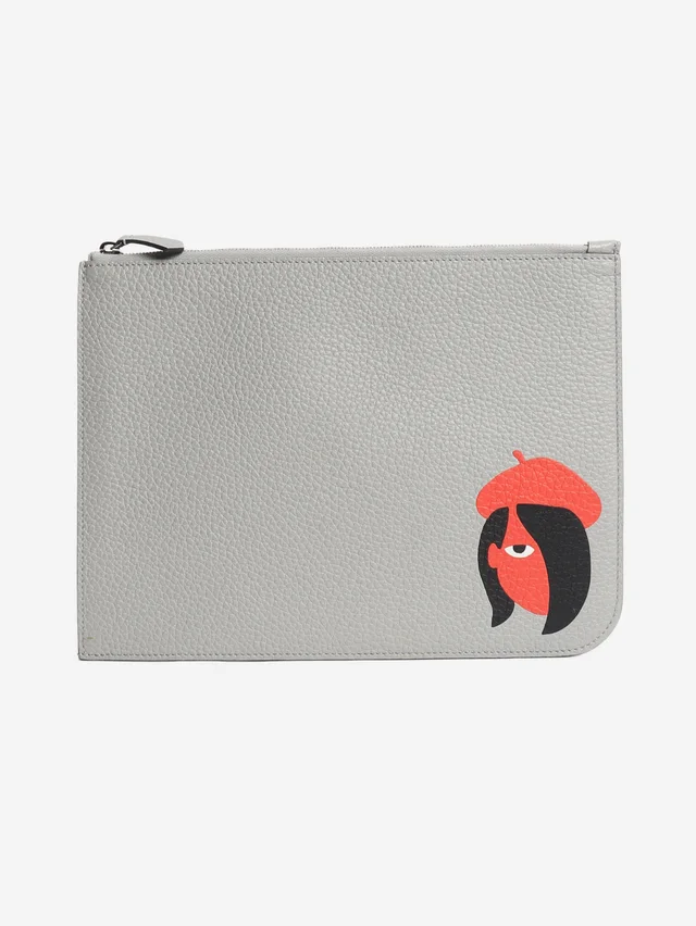 Moynat Grey leather zipped pouch in Grey Leather from Sign of the Times