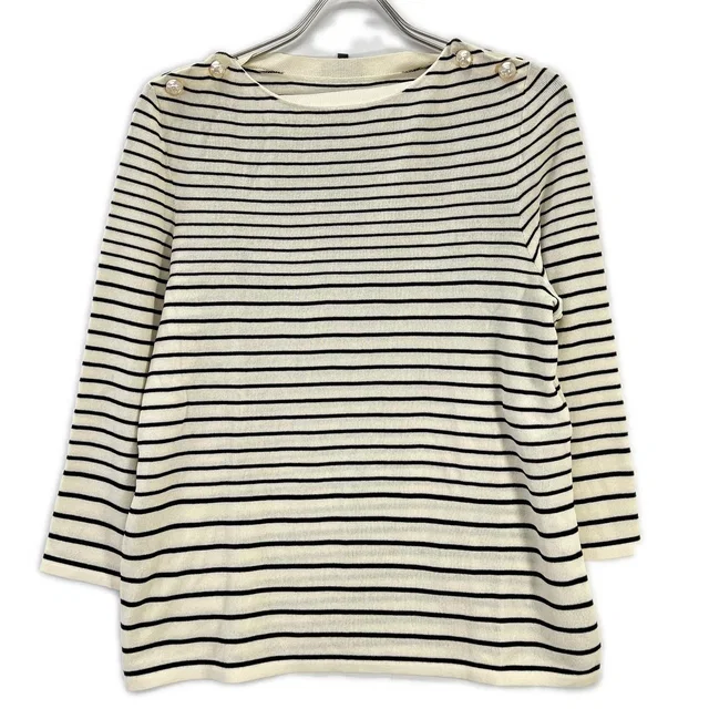 Chanel Faux Pearl Button Border Knit 42 Sweater from The Reluxe