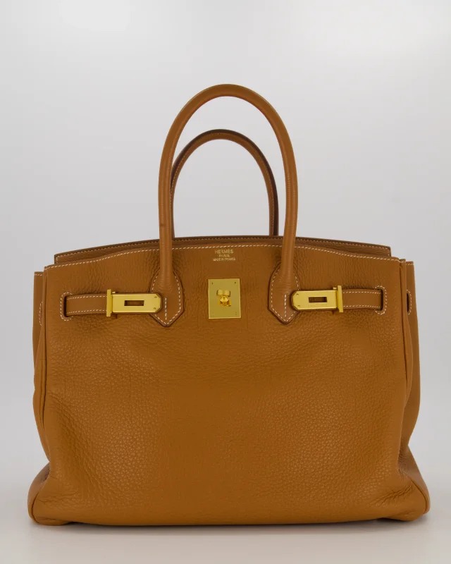 Hermès Birkin 35 Retourne Bag in Gold Clemence leather from Sellier, photo 2 of 5