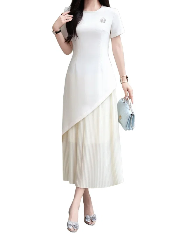 BURRYCO Short Sleeve Midi Dress in https://asset1.ruecdn.com/images/sw/105075/1050751391_RLSW_white.jpg, image 1 of 1 from Gilt