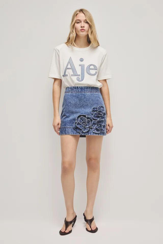 AJE Angelina Denim Mini Skirt in Blue from Aje, photo 1 of 1