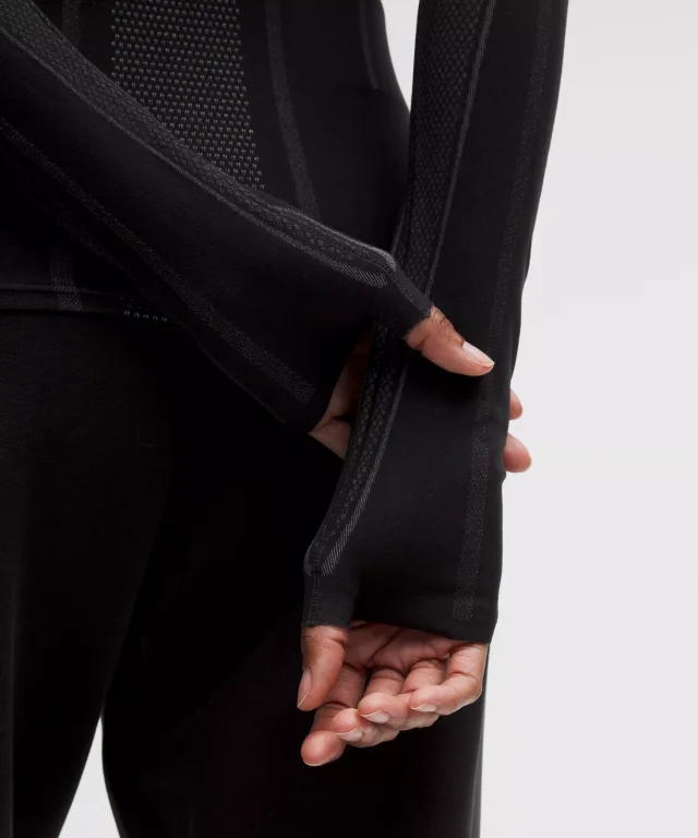 lululemon Team Canada Women's Seamless Mockneck Base Layer *COC Logo in Black/White, photo 7 of 7 from lululemon