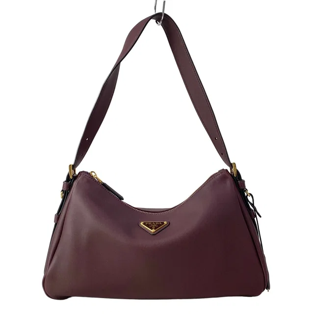 Prada Shoulder Bag Emme Medium Bordeaux Leather in Burgundy Leather from The Reluxe