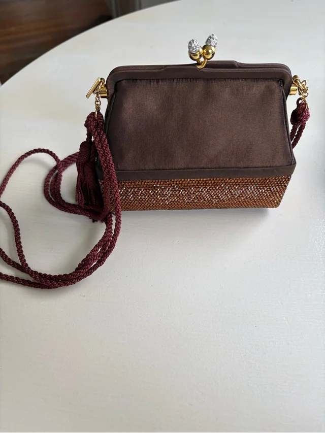 Judith Leiber Judith Lieber Brown Crystal Evening Crossbody Bag in gold|brown|red from Poshmark