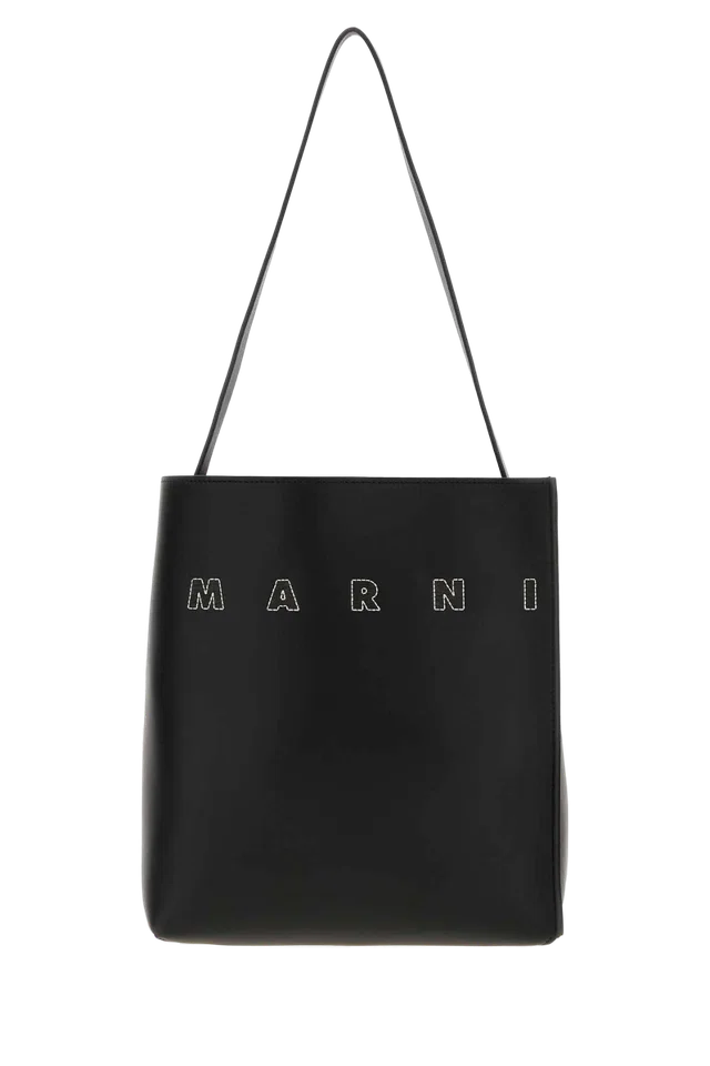 Marni Hobo Tote Bag — Black in Black Leather from HEWI