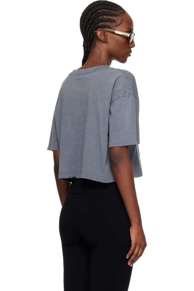 ANINE BING Gray Johnny Cropped T-shirt, photo 3 of 4 from SSENSE